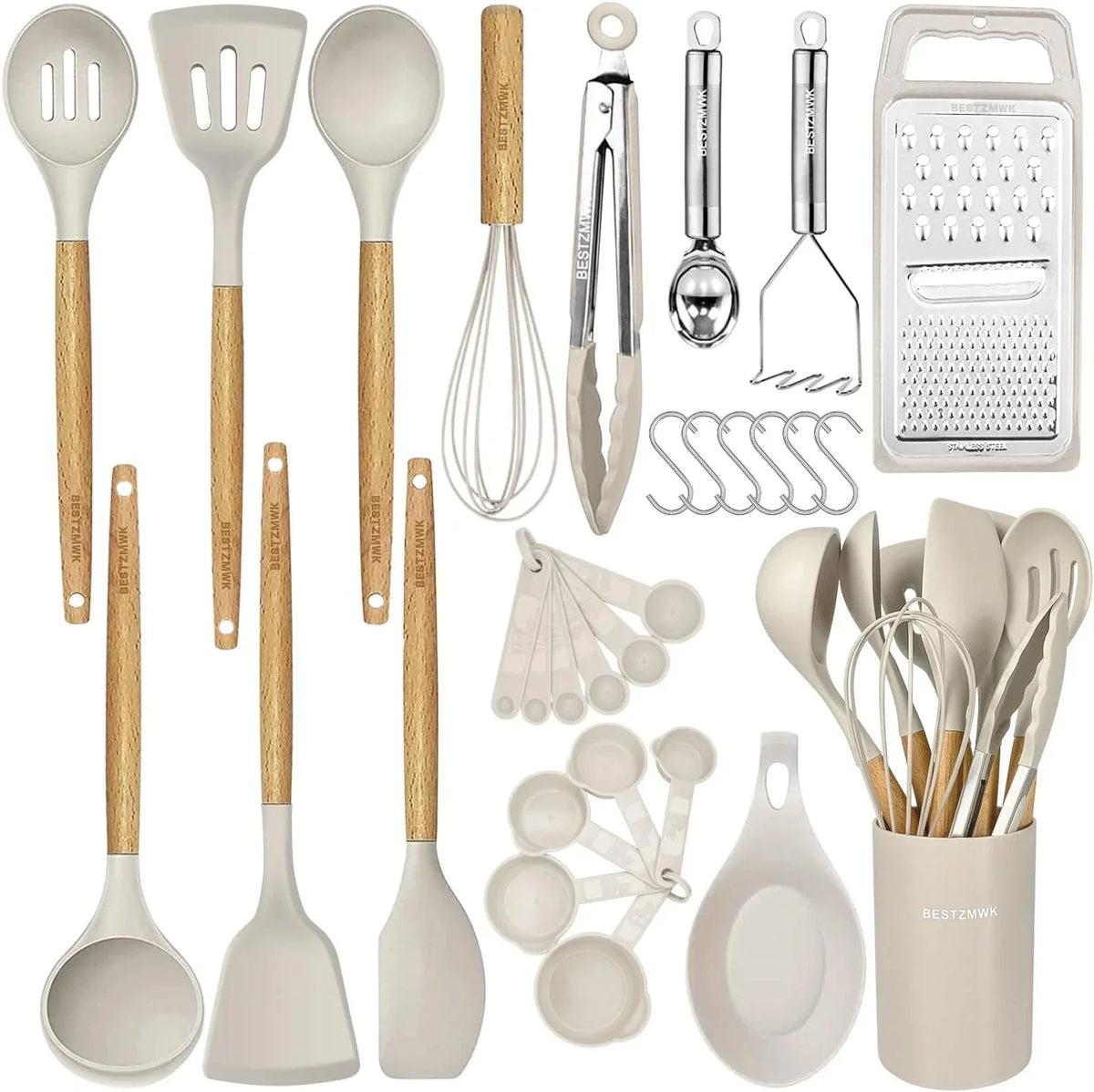 Kitchen Cooking Utensils Set,29 Pcs Non-Stick Silicone Cooking Kitchen Utensils